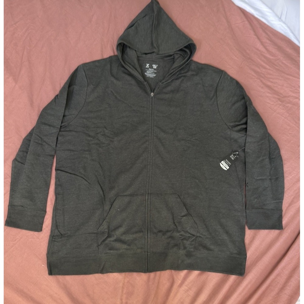 Xersion Men's Fleece Full Zip Hoodie 5XLT Charcoal Gray Quick-Dri NWT $60